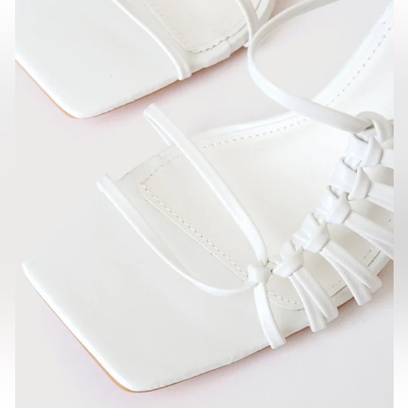 Lulus Zindy White Lace-up High Heel Sandals Womens 6.5 Wedding Formal Bride Bach - Picture 3 of 13